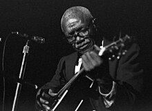 Walter "Furry" Lewis singing and playing guitar at the Wisconsin Delta Blues Festival, 1970