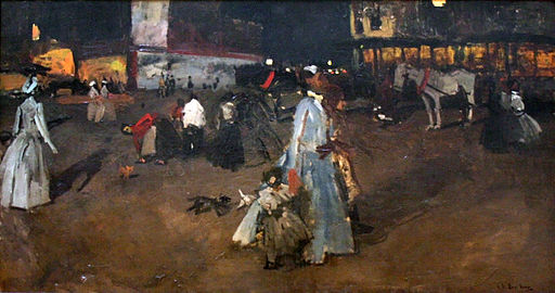 George Hendrik Breitner Soirée sur la place du Dam à Amsterdam (1890, musée royal des Beaux-Arts d'Anvers).