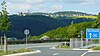 View from Volkersbach services on the A 45 near Katzenfurt westwards over the Dill valley and past Greifenstein Castle to the Hinstein (half right)