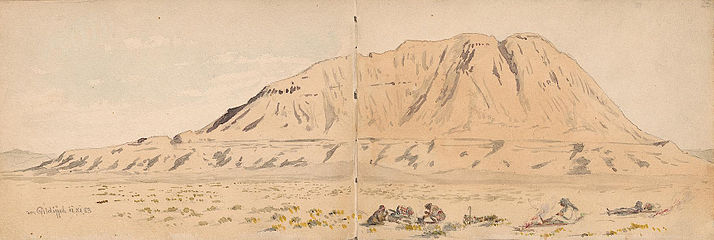 Le mont Jildiyyah, peint par Julius Euting (1883)