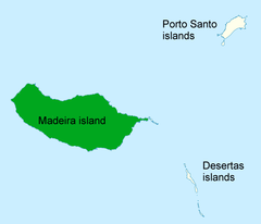 Endêmico da ilha principal da Madeira (em verde)