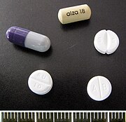 Clockwise from top: Concerta 18 mg, Medikinet 5 mg, Methylphenidat TAD 10 mg, Ritalin 10 mg, Medikinet XL 30 mg