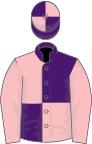 Purple and pink (quartered), pink sleeves, quartered cap