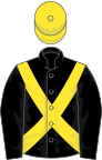 Black, yellow cross belts, yellow cap