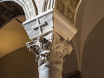 Byzantine quasi-Corinthian capital in Basilica of Sant'Apollinare Nuovo, Ravenna, Italy, 6th century