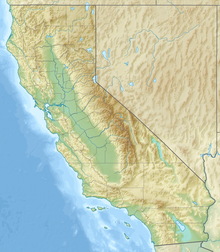 A topographic map of California with two mountain passes marked