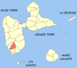 Kommunens läge i departementet Guadeloupe.