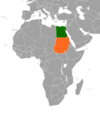 Location map for Egypt and Sudan.