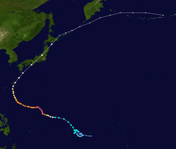 Trajectoire de Tip dans le Pacifique nord-ouest.