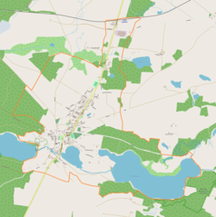 Mapa konturowa Tuczna, blisko górnej krawiędzi nieco na prawo znajduje się punkt z opisem „Tuczno Krajeńskie”