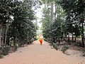 The monk returned to Hang Pagoda after begging for alms.