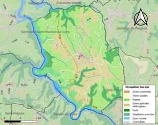 Carte en couleurs présentant l'occupation des sols.