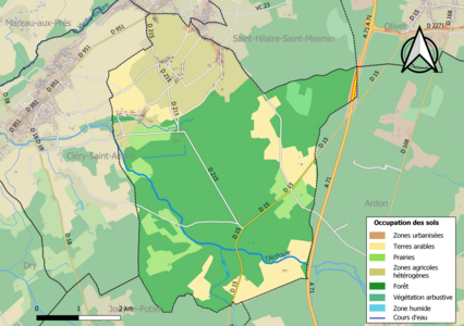 Carte des infrastructures et de l'occupation des sols de la commune en 2018 (CLC).