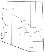 Location of Cottonwood in Yavapai County, Arizona.