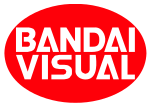 The words "BANDAI VISUAL" in white letters against a red ellipse.