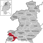 Location of Battenberg within the district of Waldeck-Frankenberg