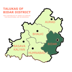 Map of Bidar Taluka in the Bidar District