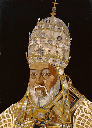 Retrato de Clemente VIII, obra em pietre dure de Jacopo Ligozzi e Romolo di Francesco Ferrucci del Tadda