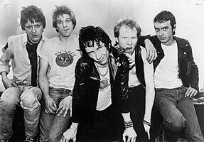 Dead Boys in 1977. From left: Jimmy Zero, Johnny Blitz, Stiv Bators, Cheetah Chrome, and Jeff Magnum