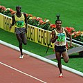 Image 22Ethiopian runner Kenenisa Bekele leading in a long-distance track event (from Track and field)