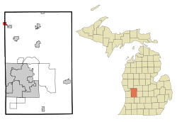 Location of Casnovia in Kent County and the state of Michigan