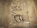 Devi Killing Mahisasura sculpture (inside temple sanctum), Lakshman Temple, Khajuraho, India