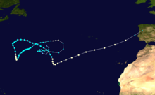A track map of Hurricane Leslie