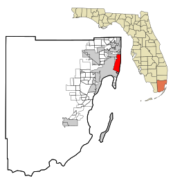 マイアミ・デイド郡内の位置の位置図