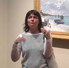 Molly Zuckerman-Hartung speaking to students at the Art Institute of Chicago on July 28, 2016