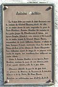 Plaque commémorant le rôle d'Antoine Gauthier dans la bataille.