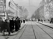 Rákóczi út from the Múzeum körút intersection looking eastwards, 1960