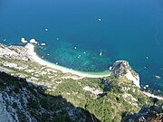 La spiaggia delle Due Sorelle vista dal Belvedere sud di Monte Conero.