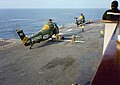Two UH-34D from HMM-772 on USS Guadalcanal in 1971.