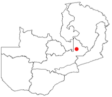 Location of Serenje in Zambia