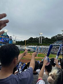 라이언즈파크 경기장과 응원하는 사람들