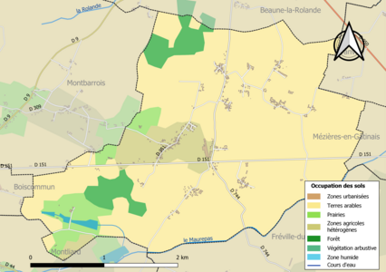 Carte des infrastructures et de l'occupation des sols de la commune en 2018 (CLC).