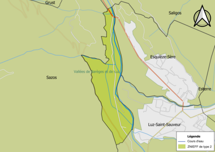 Carte de la ZNIEFF de type 2 sur la commune.