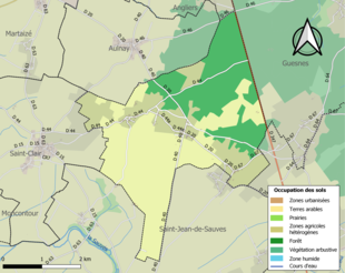 Carte en couleurs présentant l'occupation des sols.