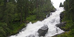 View of the Brekkefossen waterfall