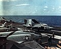 A Buccaneer of 809 NAS from HMS Ark Royal aboard Roosevelt during her 1972 Mediterranean cruise.
