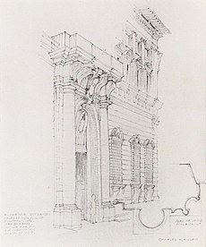 Killam's sketch of Palazzo Nonfinito in Italy