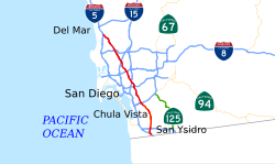 Streckenverlauf der Interstate 805 (CA)