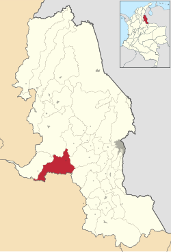 Location of Cáchira in Norte de Santander