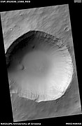 Crater displaying layers, as seen by HiRISE under HiWish program