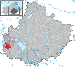 Läget för kommunen Fünfseen i Landkreis Mecklenburgische Seenplatte