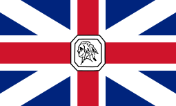 Union Jack with a white Native American head in the center