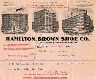 1900 receipt from Hamilton-Brown Shoe Company, St. Louis, showing headquarters and factory buildings designed by Taylor