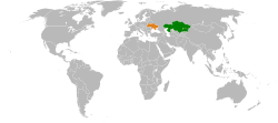 Map indicating locations of Kazakhstan and Ukraine