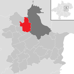 Kommunens läge i distriktet Linz-Land