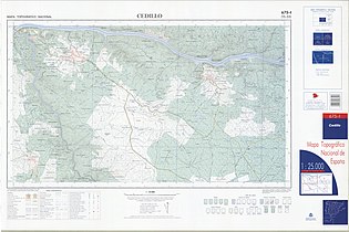 Mapa topográfico de la zona de Cedillo (1:25000, del MTN)